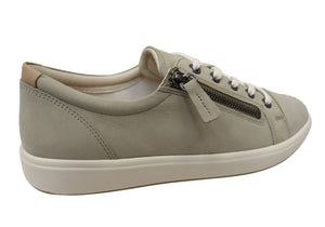 ECCO Womens Comfortable Leather Soft 7 Side Zip Sneakers Shoes
