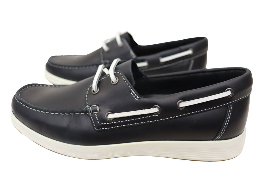 ECCO Mens Comfortable Leather S Lite Moc Boat Shoes