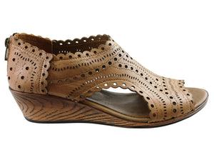 Orizonte Cameo Womens European Comfortable Leather Wedge Shoes