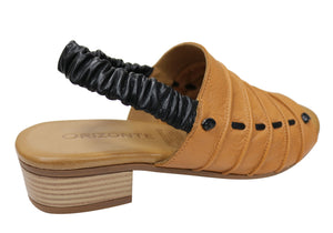 Orizonte Jara Womens European Leather Low Heel Comfortable Sandals