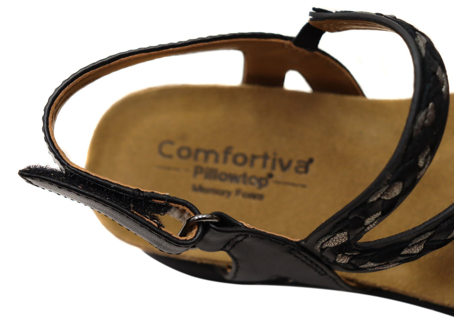 Comfortiva Silvia Womens Comfort Footbed Wide Fit Leather Sandals