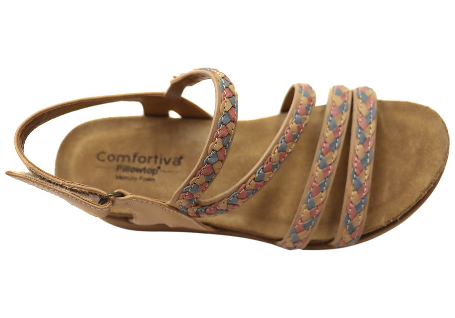 Comfortiva Silvia Womens Comfort Footbed Wide Fit Leather Sandals