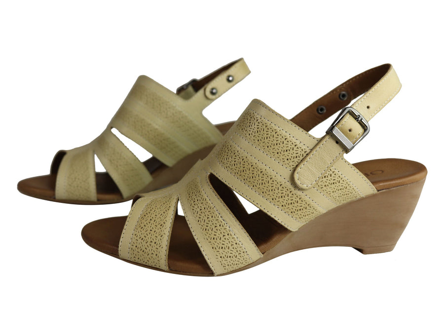 Orizonte Pinta Womens European Leather Comfortable Wedge Sandals