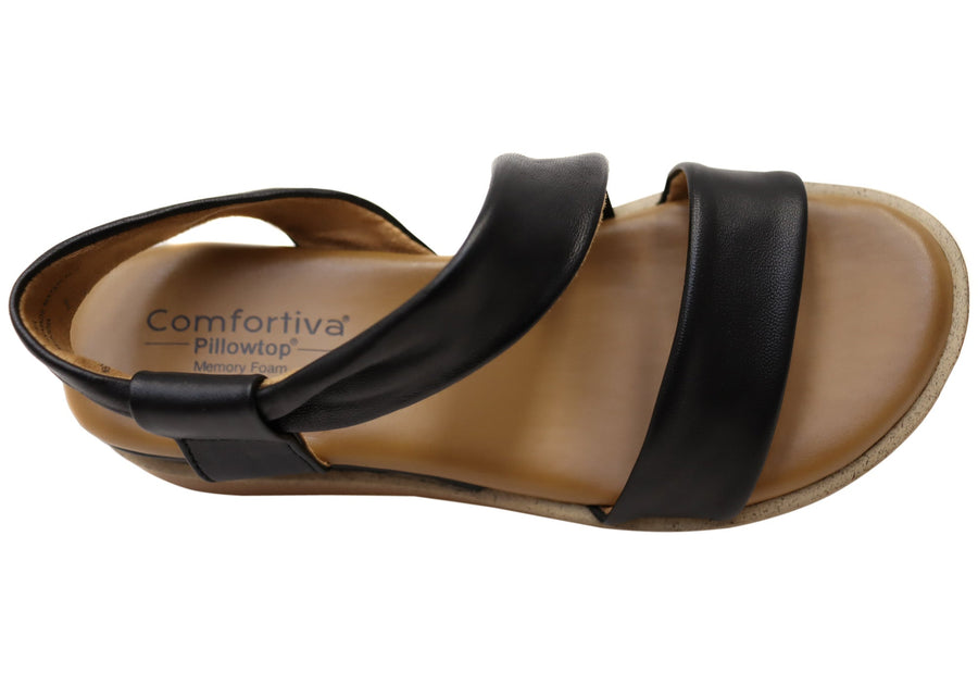 Comfortiva Marcy Womens Comfort Footbed Wide Fit Leather Sandals