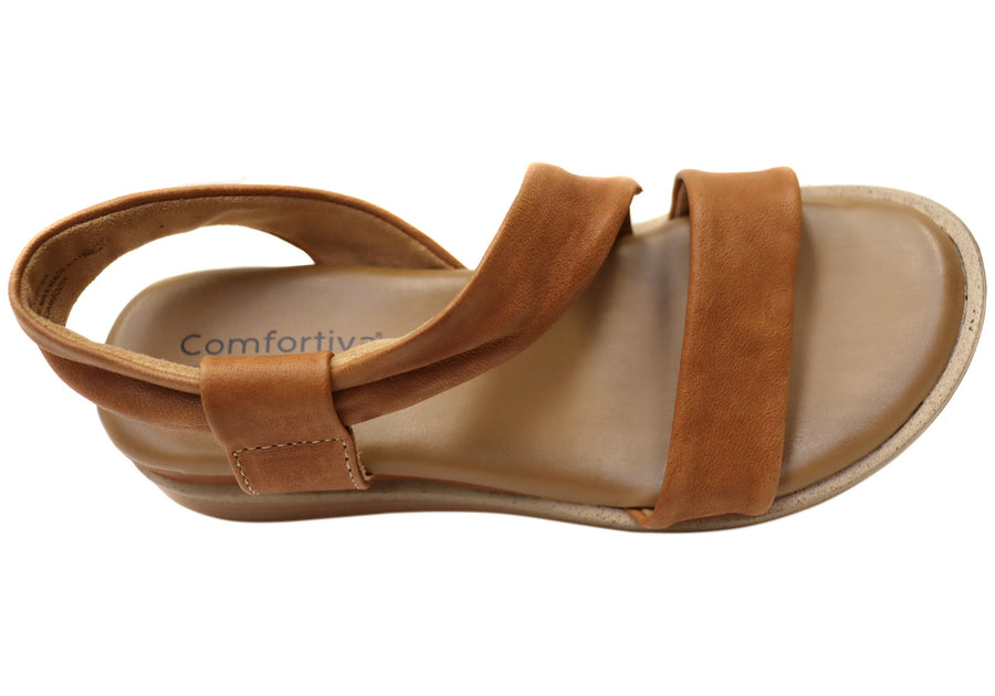 Comfortiva Marcy Womens Comfort Footbed Wide Fit Leather Sandals