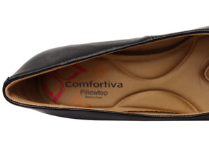 Comfortiva Amora Womens Comfort Footbed Wide Fit Leather Court Shoes