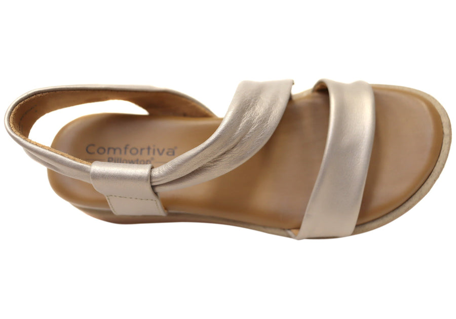 Comfortiva Marcy Womens Comfort Footbed Wide Fit Leather Sandals