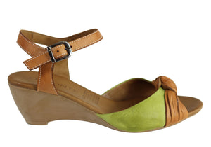 Orizonte Toronto Womens European Leather Comfortable Wedge Sandals