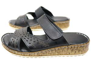 Orizonte Ankra Womens European Leather Comfortable Slides Sandals