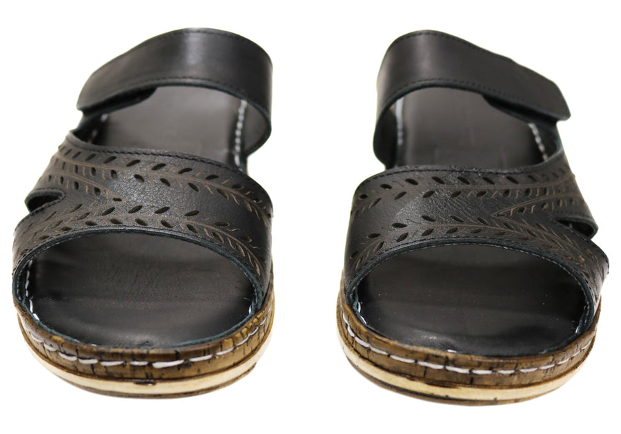Orizonte Ankra Womens European Leather Comfortable Slides Sandals
