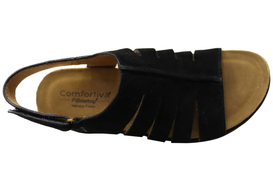 Comfortiva Scottie Womens Comfort Footbed Wide Fit Leather Sandals