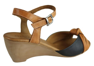 Orizonte Toronto Womens European Leather Comfortable Wedge Sandals