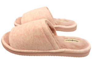 Dearfoams Womens Demi Rib Knit Slide Comfortable Open Toe Slippers