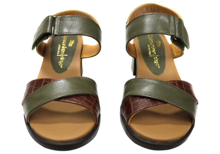 Opananken Vivian Womens Comfortable Leather Mid Heel Sandals