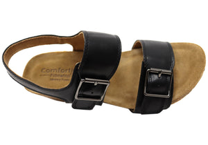 Comfortiva Erlina Womens Comfort Footbed Wide Leather Wedge Sandals