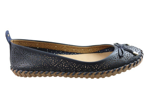 Bottero Hampshire Womens Comfort Leather Ballet Flats Made In Brazil