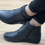 Caprice Nessie Womens Extra Wide Leather Adjustable Strap Ankle Boots