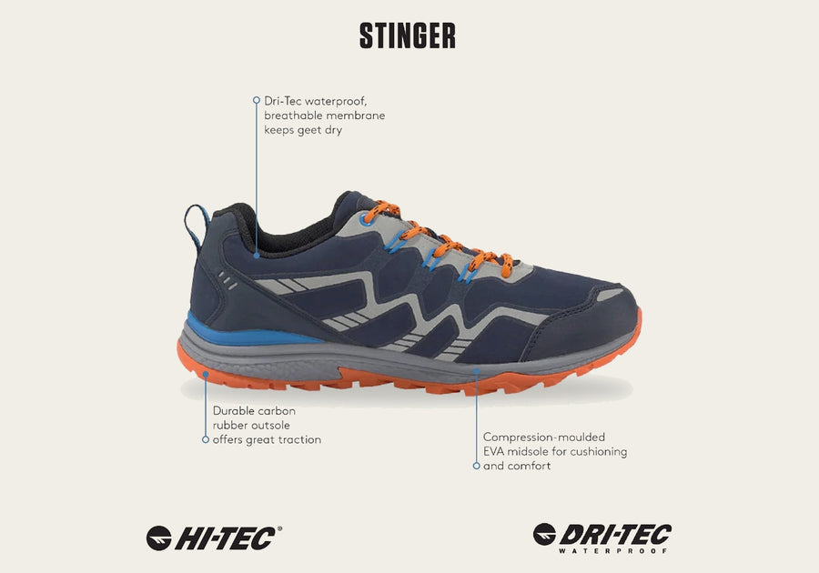 Hi Tec Mens Stinger Waterproof Lace Up Comfortable Walking Shoes