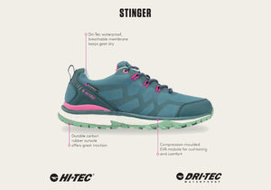 Hi Tec Womens Stinger Waterproof Lace Up Comfortable Walking Shoes