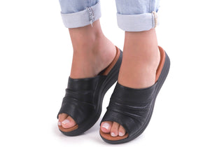 Usaflex Avenue Womens Comfortable Leather Platform Slides Sandals