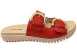 Comfortflex Daphine Womens Leather Slide Sandals With Comfort Footbed