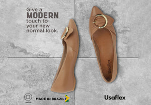 Usaflex Deliliah Womens Low Heel Leather Shoes Made In Brazil