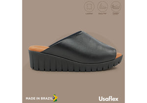 Usaflex Adene Womens Comfort Leather Slides Sandals Made In Brazil