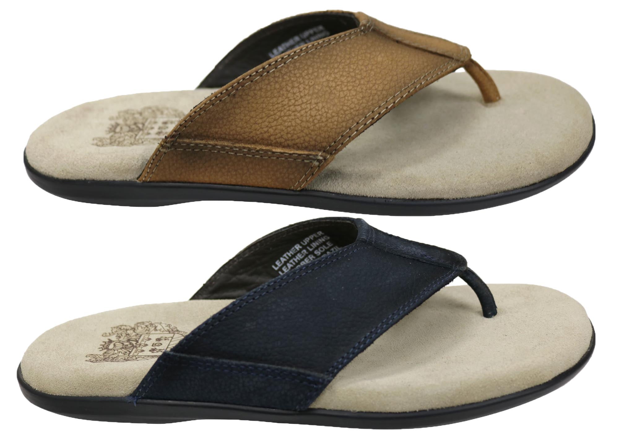 Savelli Laguna Mens Comfortable Leather Thongs Sandals Made In Brazil