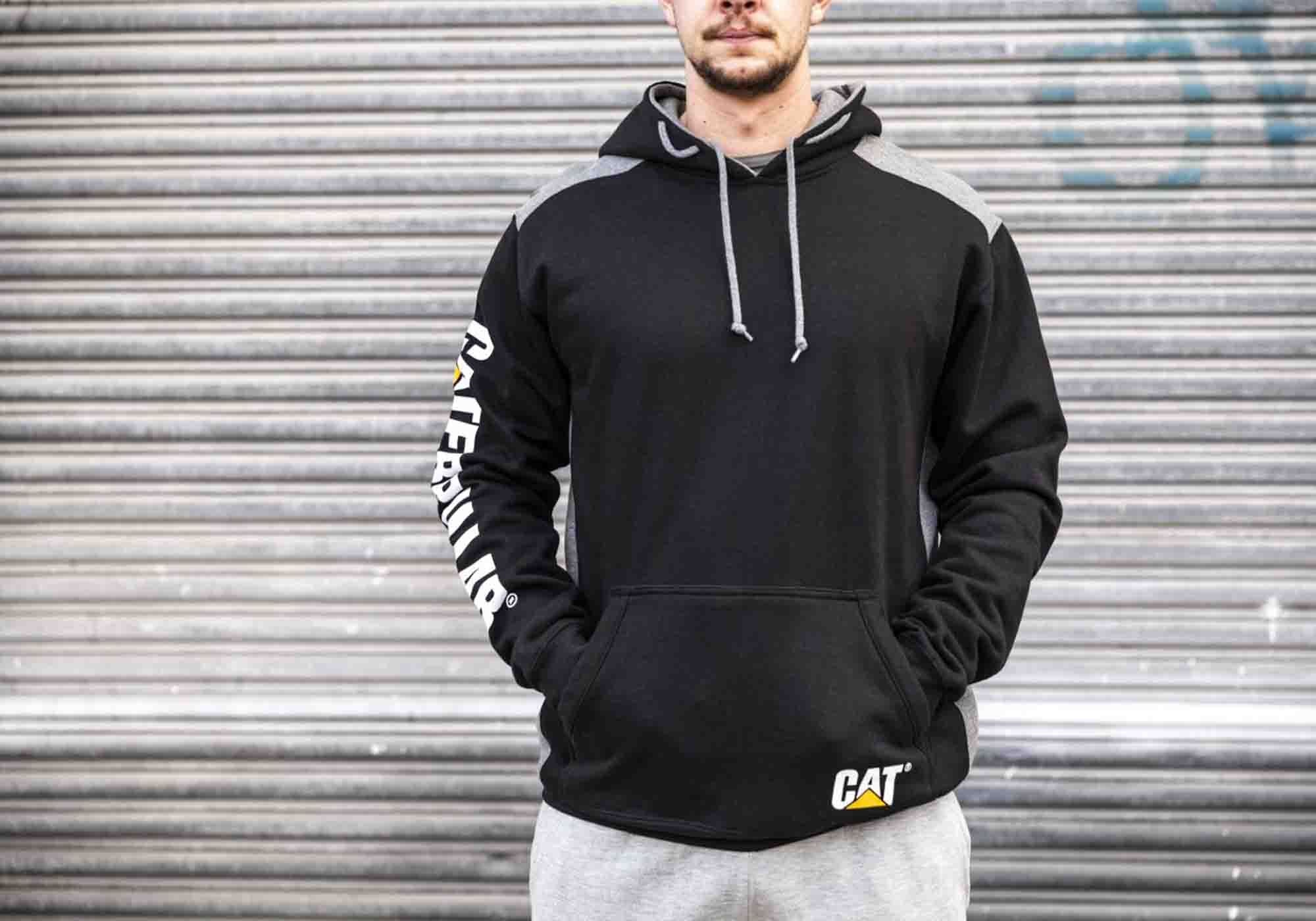 Caterpillar Mens Comfortable Versatile Logo Panel Hooded Sweat Shirt