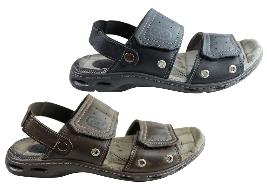 Pegada Jensen Mens Leather Comfort Cushioned Sandals Made In Brazil