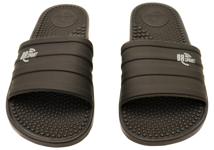 BR Sport Zak Mens Brazilian Comfort Slides Sandals With Massage Balls
