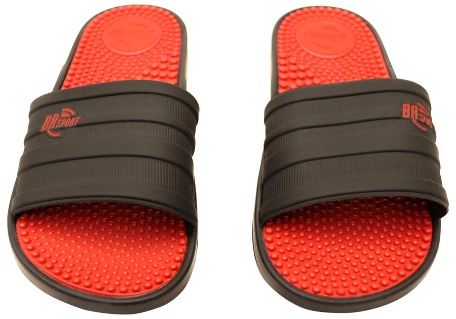 BR Sport Zak Mens Brazilian Comfort Slides Sandals With Massage Balls