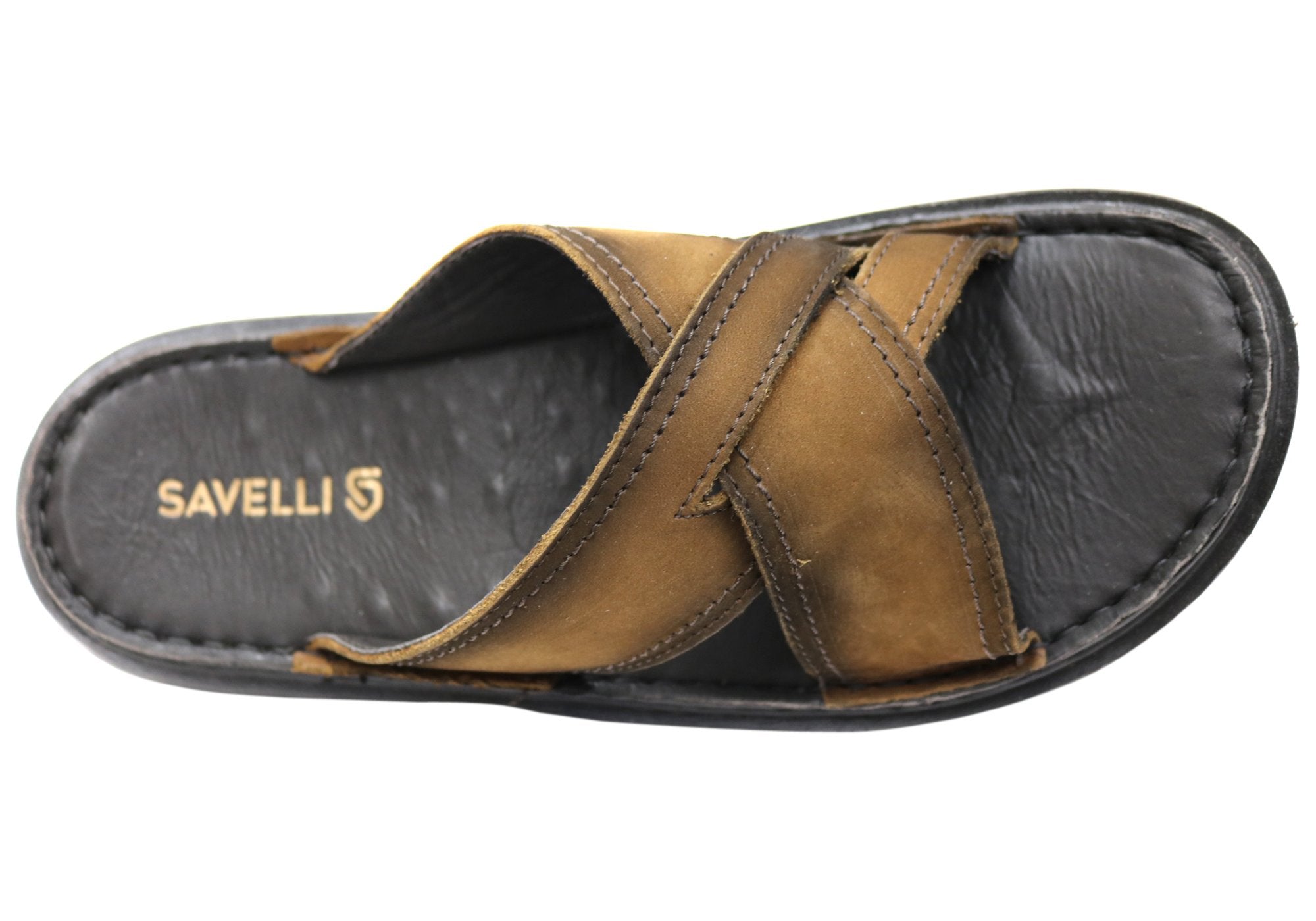 Savelli Kobes Mens Leather Comfort Slide Sandals Made In Brazil