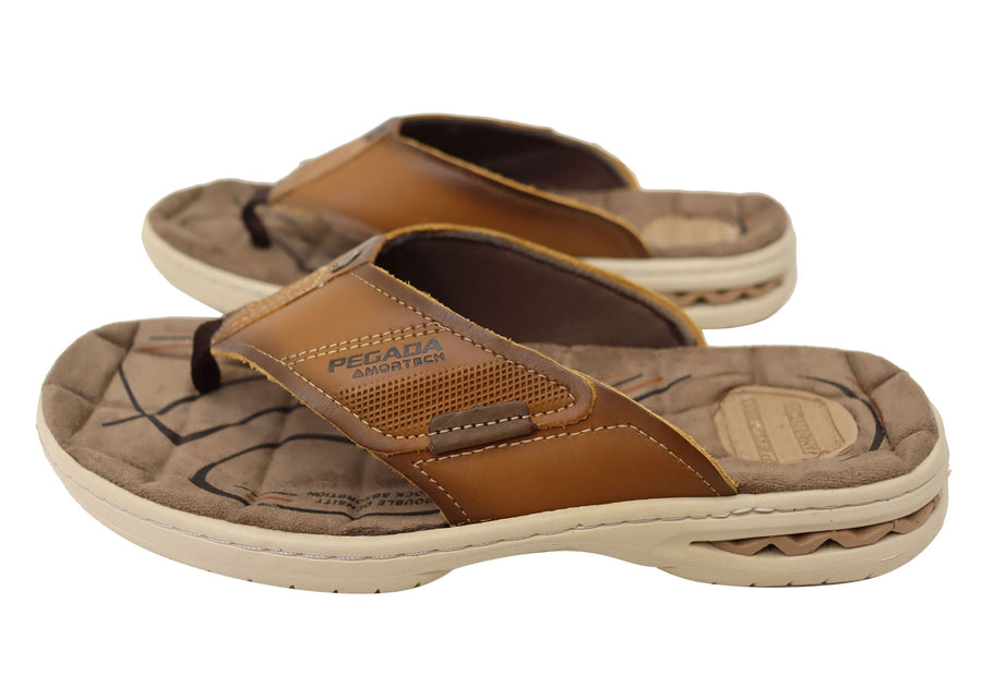 Pegada Hume Mens Comfortable Leather Thongs Sandals Made In Brazil