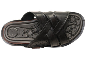 Pegada Freddie Mens Comfortable Leather Slides Sandals Made In Brazil