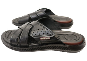 Pegada Freddie Mens Comfortable Leather Slides Sandals Made In Brazil