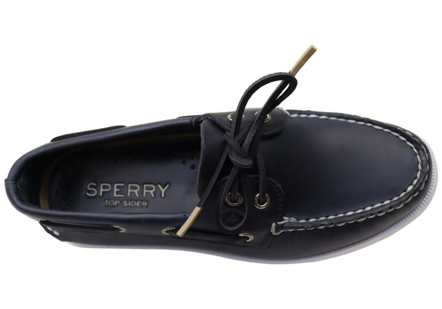 Sperry Mens A/0 2 Eye Leather Lace Up Comfortable Wide Fit Boat Shoes