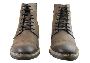 Sollu Fitzroy Mens Comfort Leather Lace Up Boots Made In Brazil