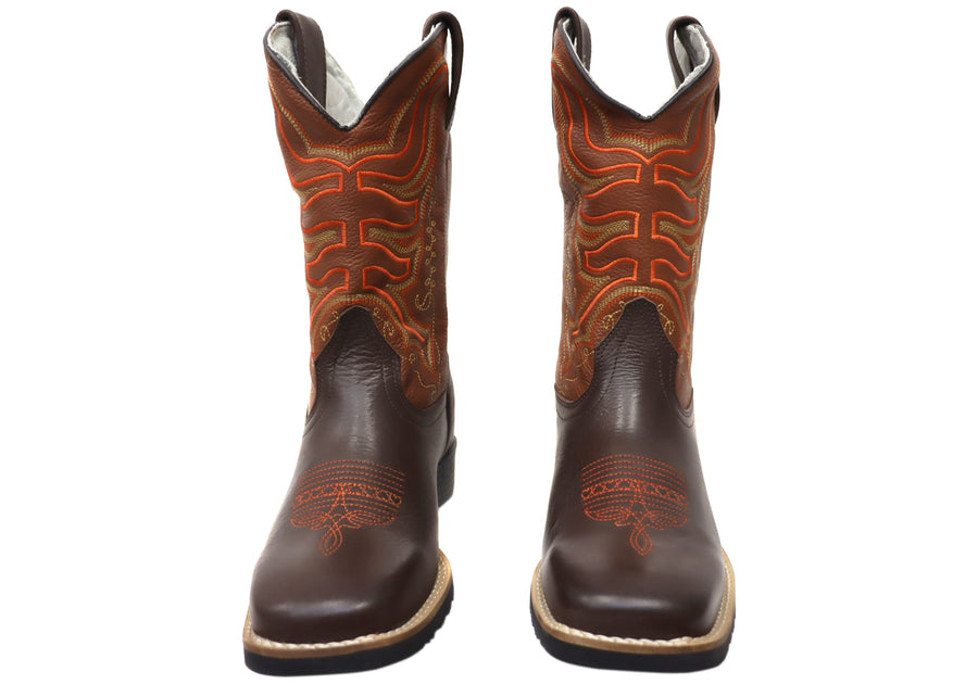 D Milton Ridgeland Mens Leather Comfortable Western Cowboy Boots