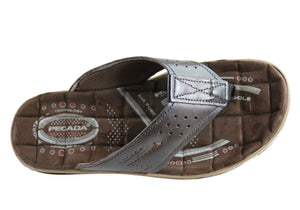 Pegada Phillip Mens Leather Cushioned Thongs Sandals Made In Brazil