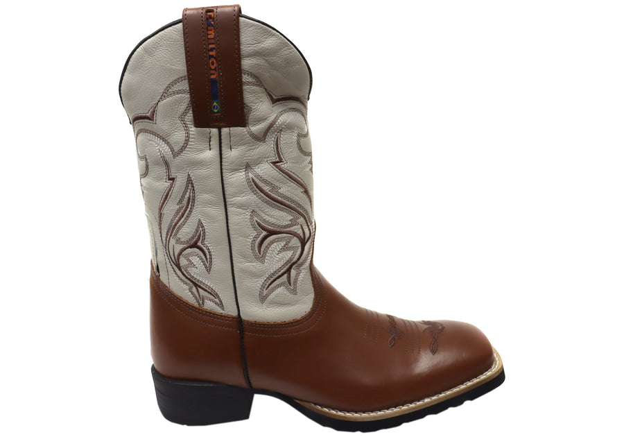 D Milton Banjo Mens Leather Comfortable Western Cowboy Boots