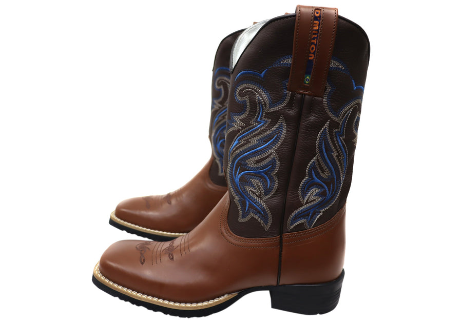 D Milton Banjo Mens Leather Comfortable Western Cowboy Boots