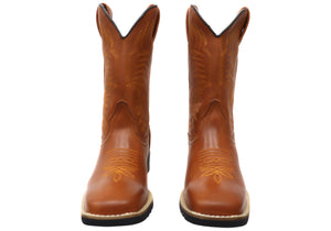 D Milton Houston Mens Leather Comfortable Western Cowboy Boots