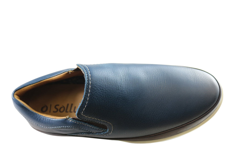 Sollu Utah Mens Leather Slip On Casual Shoes Made In Brazil