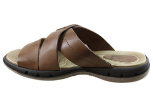 Itapua Max Mens Leather Comfortable Slides Sandals Made In Brazil