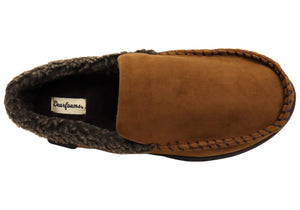 Dearfoam Mens Eli Microsuede Moccasin With Whipstitch Slippers