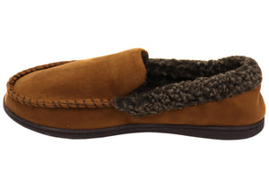 Dearfoam Mens Eli Microsuede Moccasin With Whipstitch Slippers