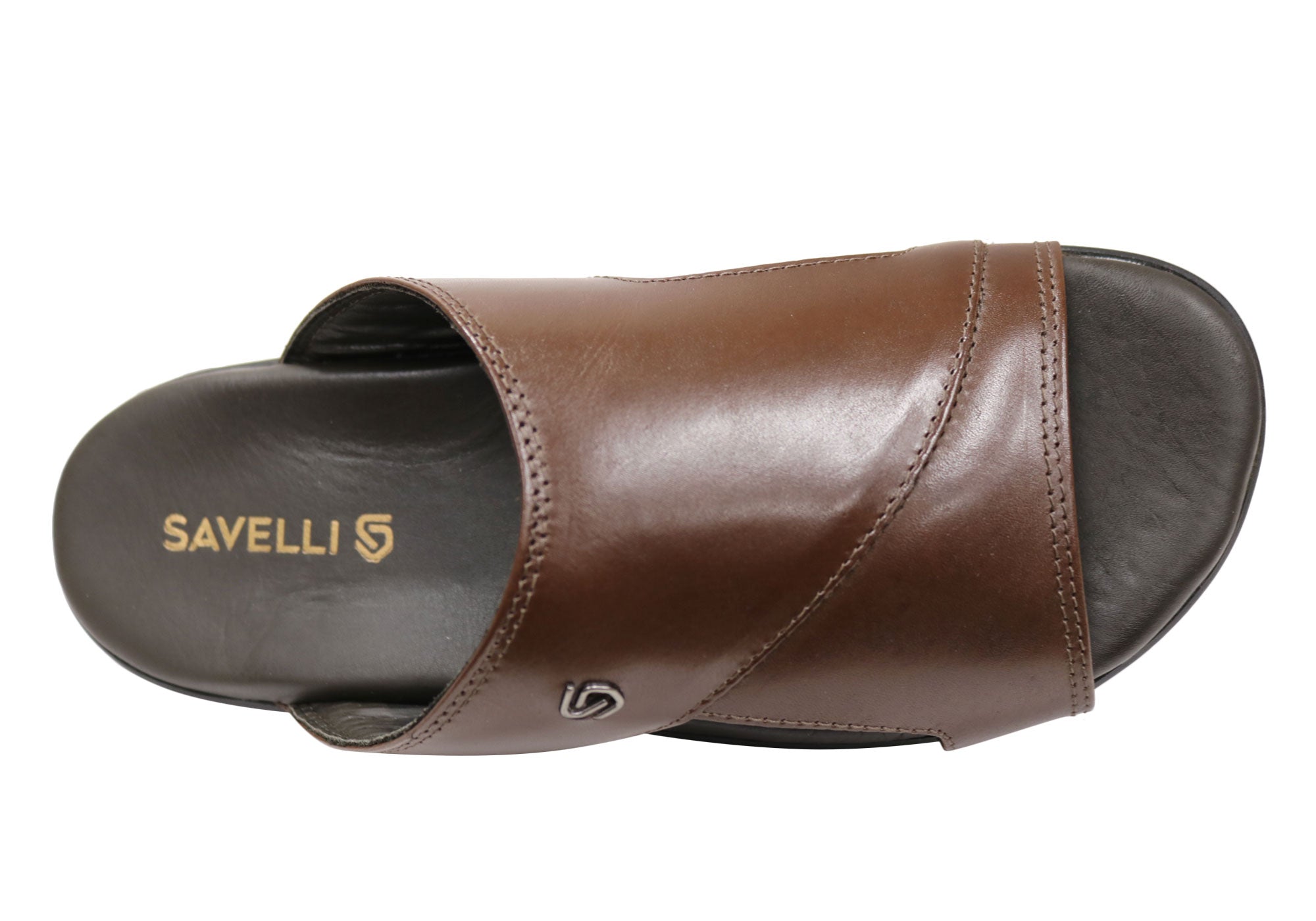 Savelli Banks Mens Comfortable Leather Slides Sandals Made In Brazil