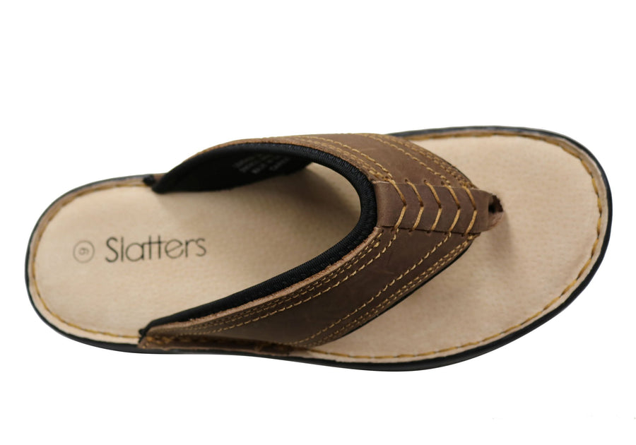 Slatters Kyte Mens Comfortable Leather Thongs Flip Flops