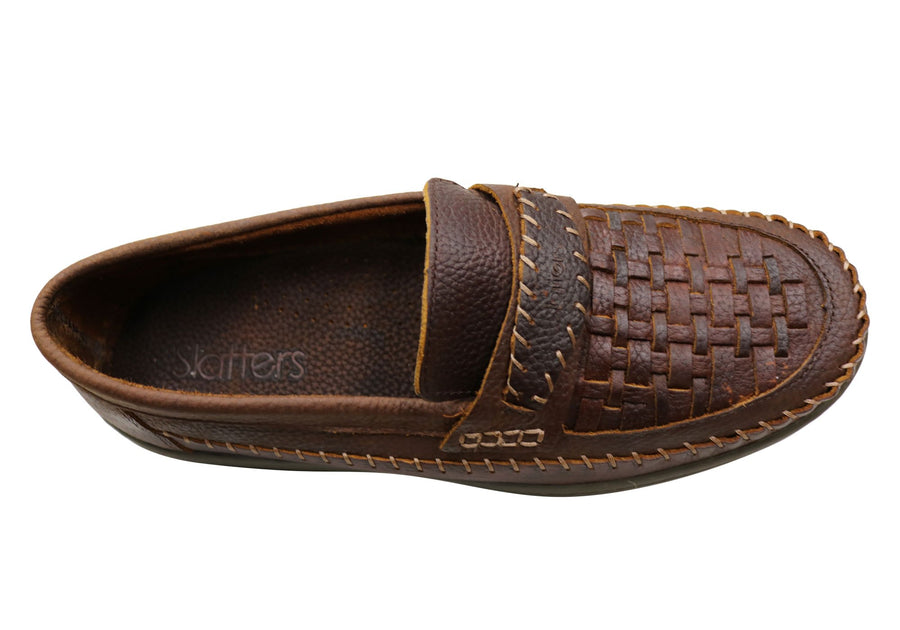 Slatters Glenelg Mens Comfort Leather Slip On Casual Shoes Moccasins